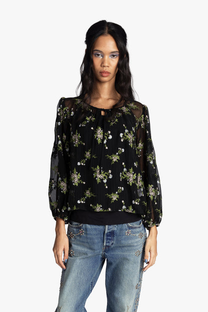 Bluebell Embroidered Chiffon Blouse