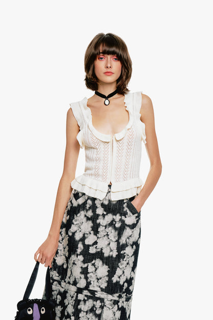 Victorian Pointelle Knitwear Camisole - Cream