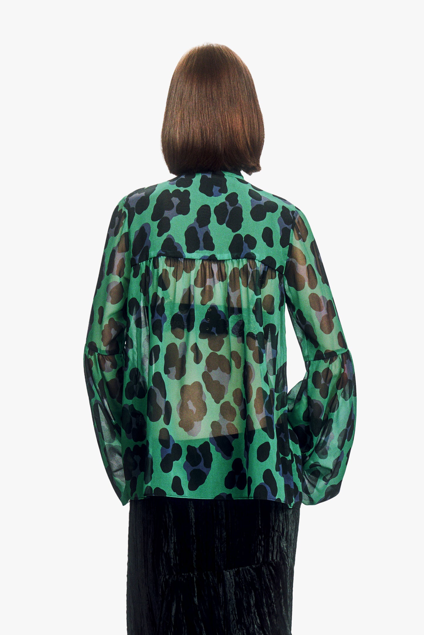 Jewel Jaguar Chiffon Tie Blouse