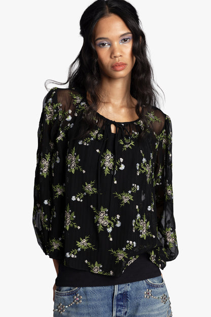 Bluebell Embroidered Chiffon Blouse