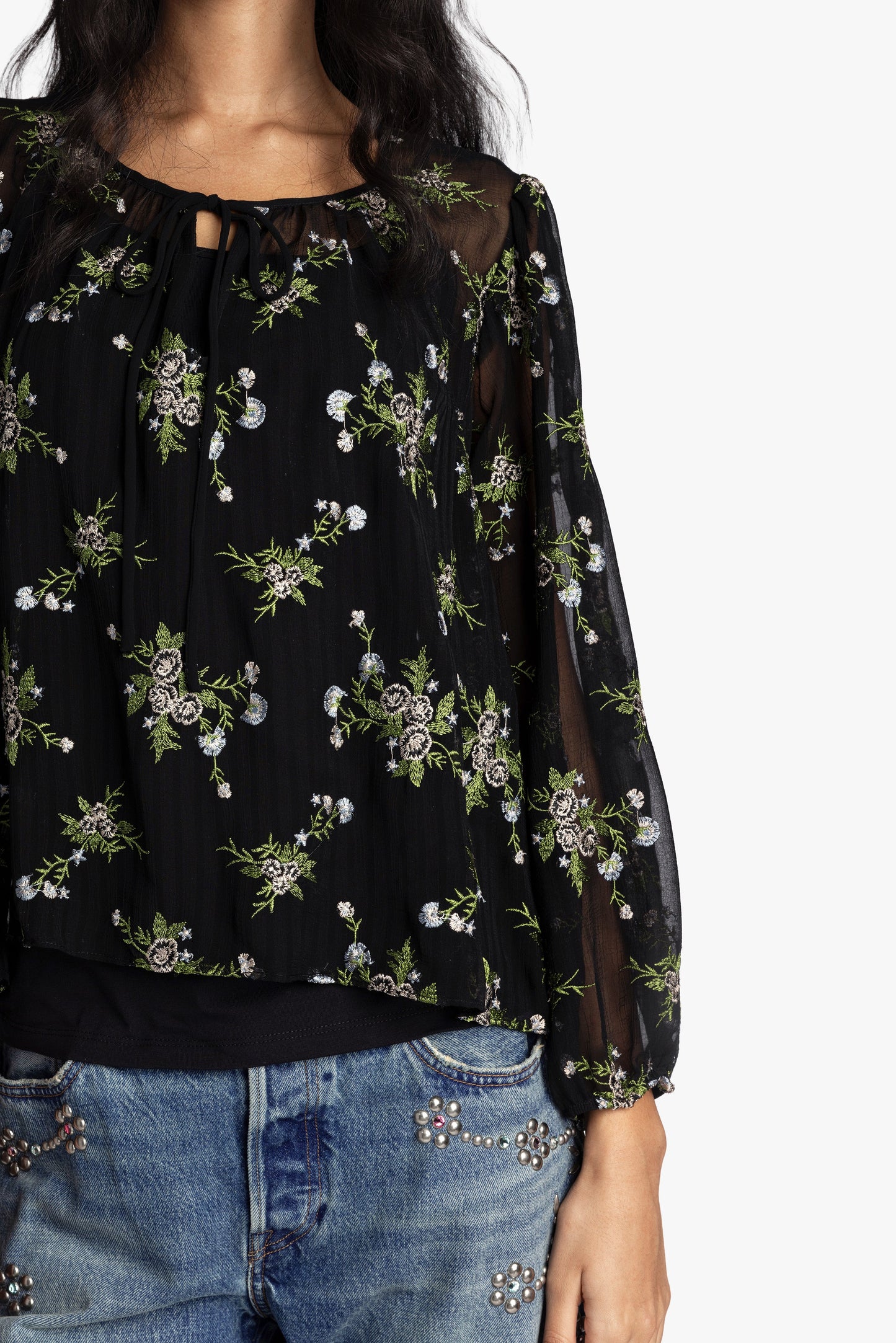 Bluebell Embroidered Chiffon Blouse
