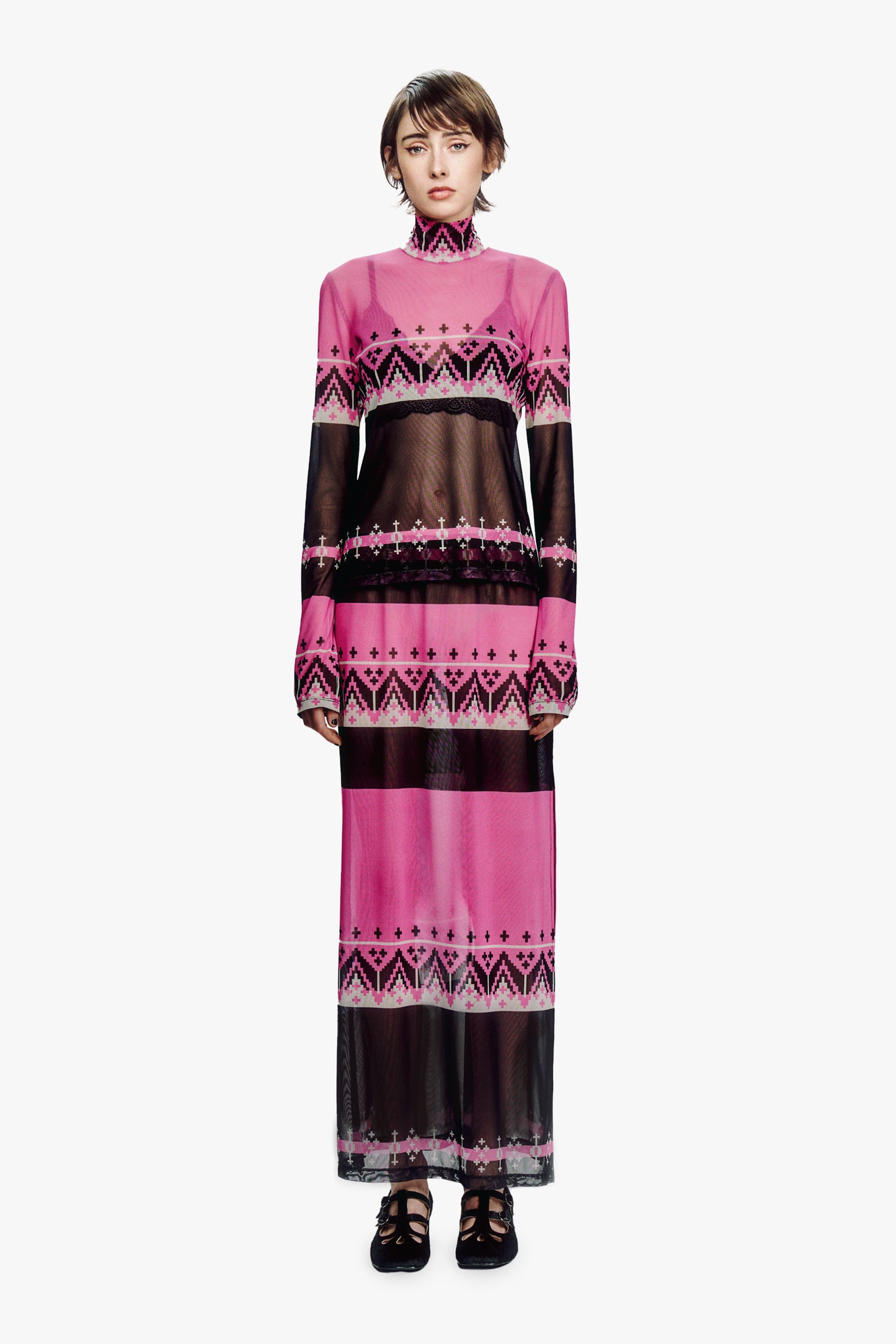 Fair Isle Mesh Skirt