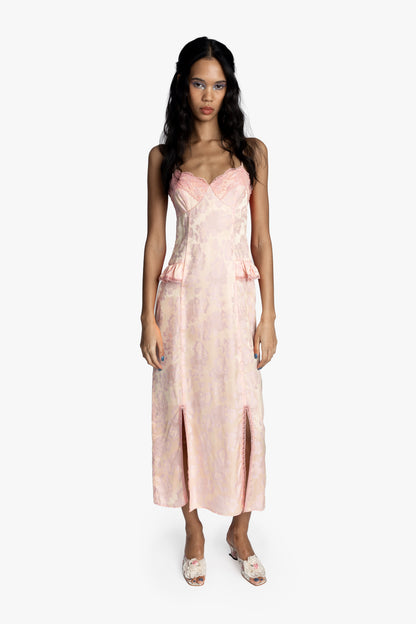 Damask Rose Brocade Slip Dress