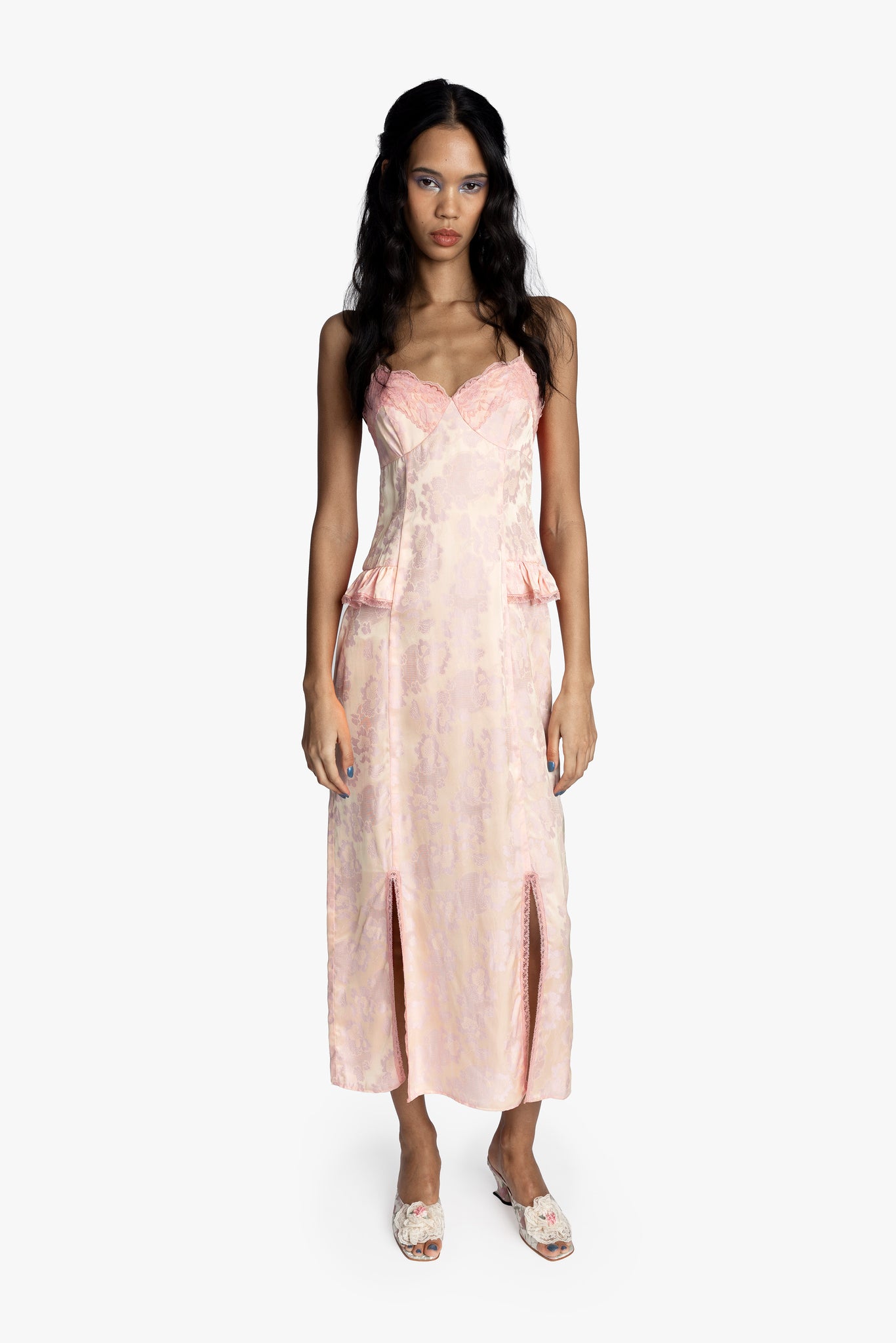 Damask Rose Brocade Slip Dress