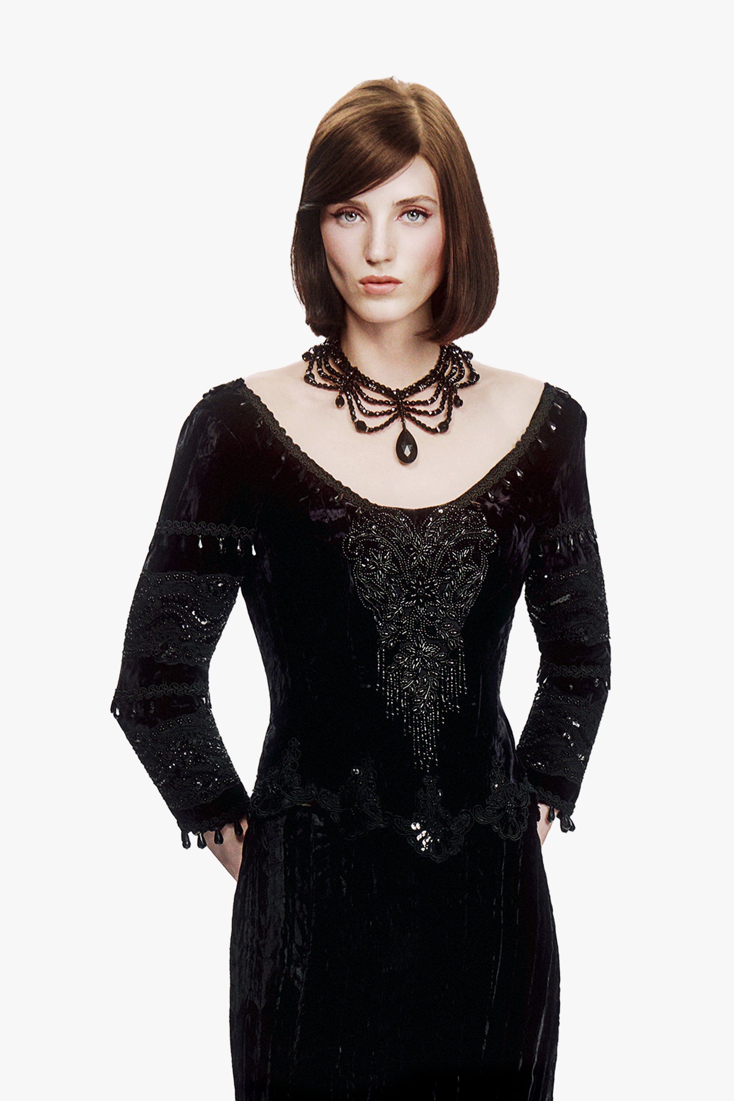Crushed Velvet Beaded Corset Top