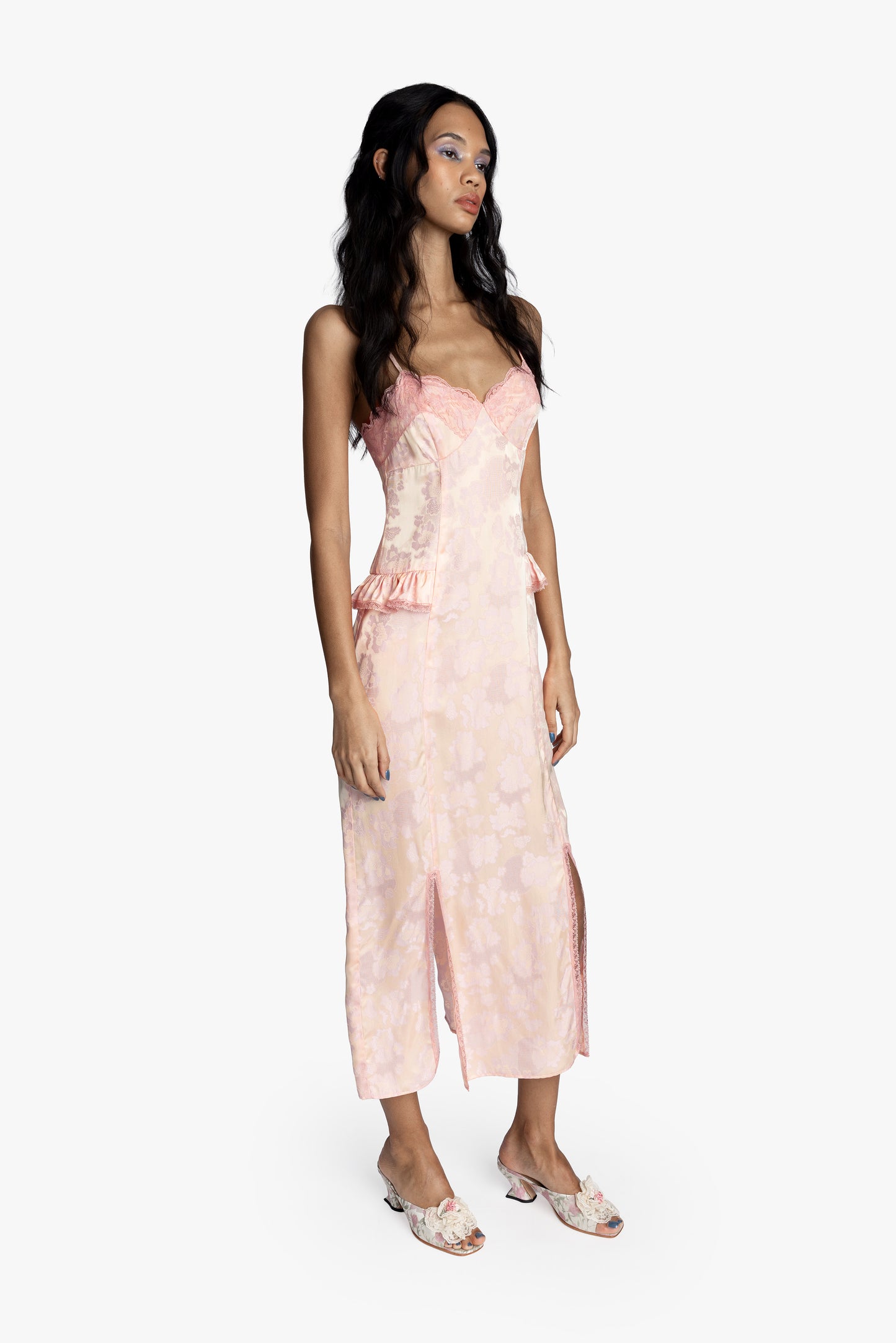 Damask Rose Brocade Slip Dress