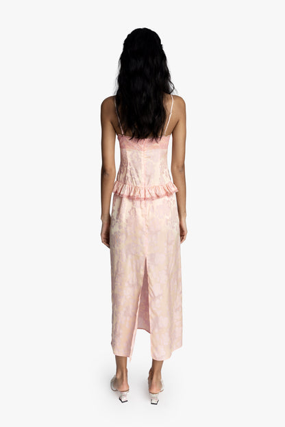 Damask Rose Brocade Slip Dress