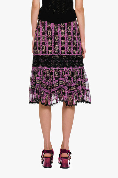 Cameo Stripe Print Midi Skirt