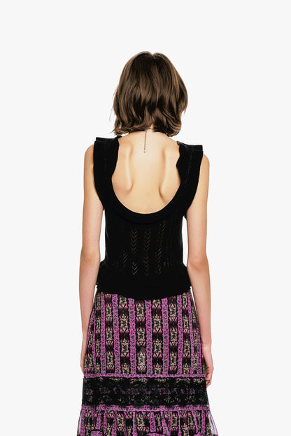 Victorian Pointelle Knitwear Camisole - Black