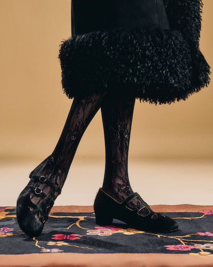 John Fluevog x Anna Sui Calf Hair Mary Janes- Black