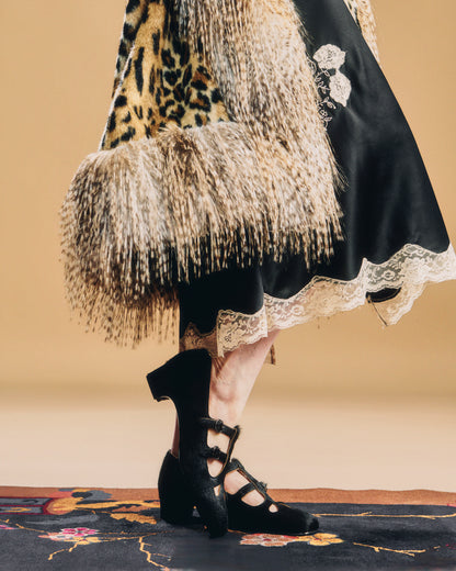 John Fluevog x Anna Sui Calf Hair Mary Janes- Black