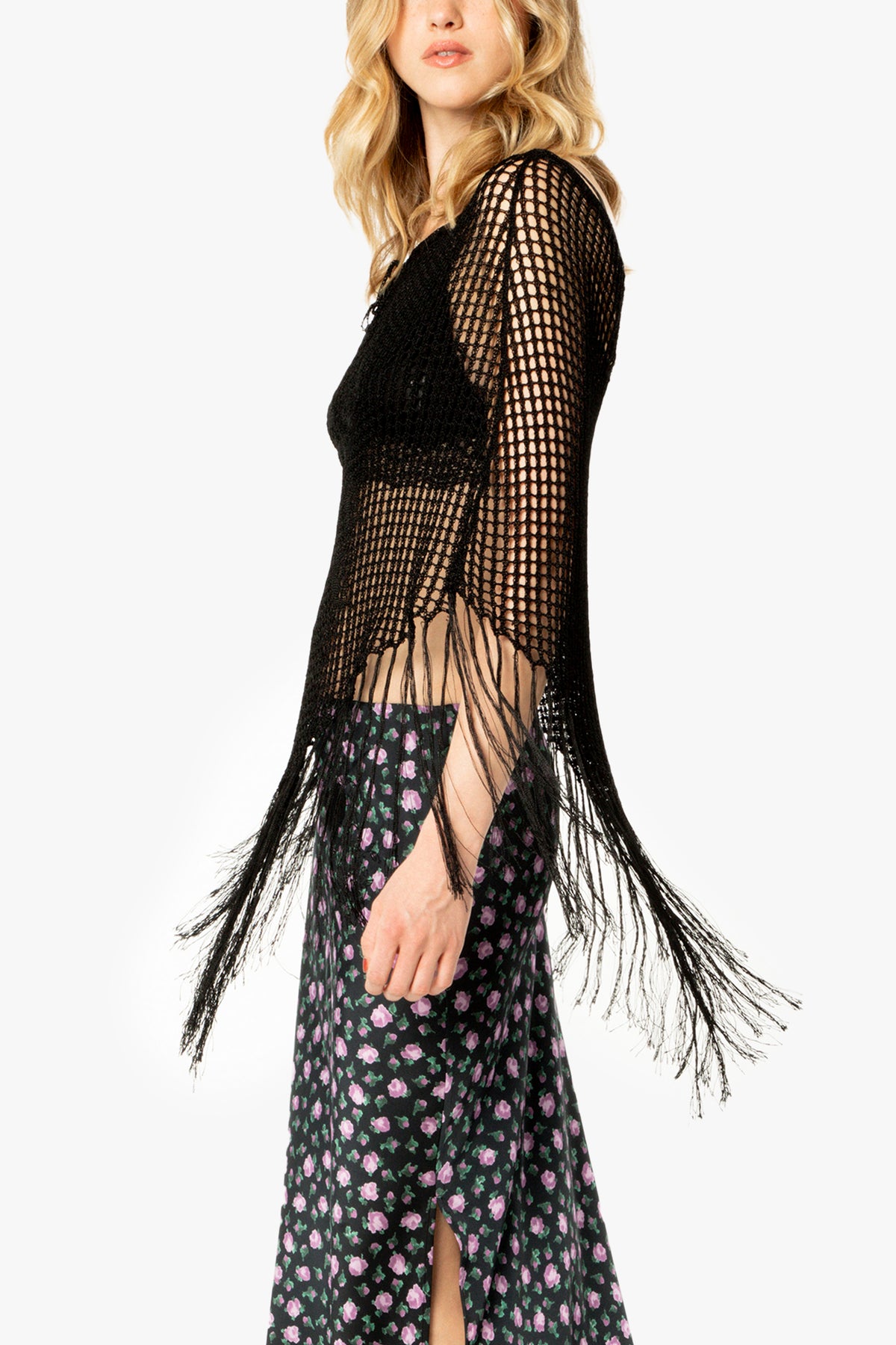 Crochet Fringe Poncho - Licorice