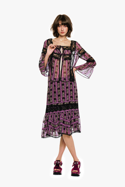 Cameo Stripe Print Tie Blouse