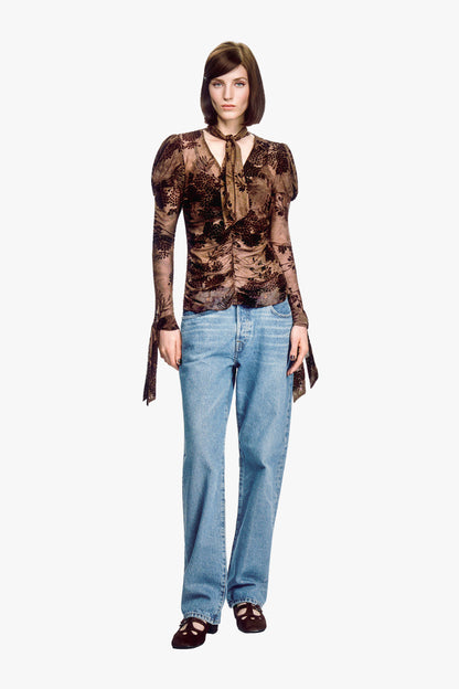Dahlia Tulle Knit Long Sleeve Top