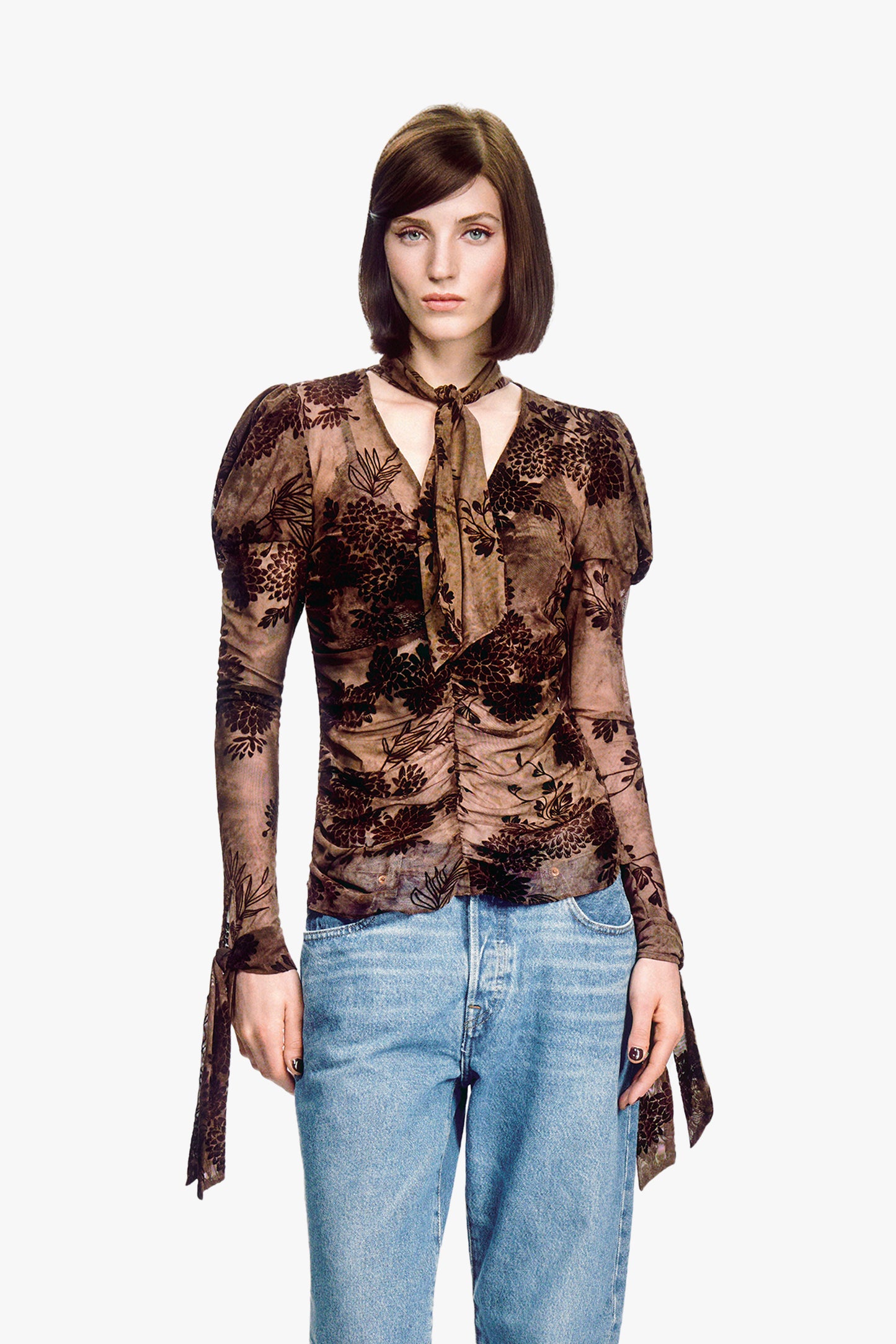 Dahlia Tulle Knit Long Sleeve Top