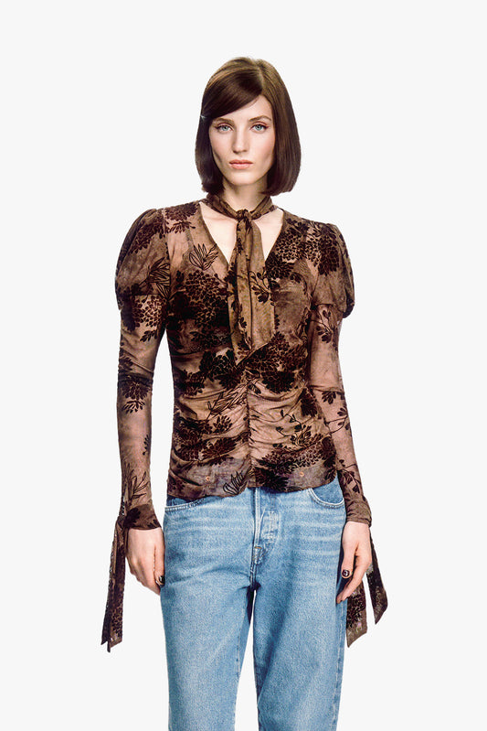 Dahlia Tulle Knit Long Sleeve Top