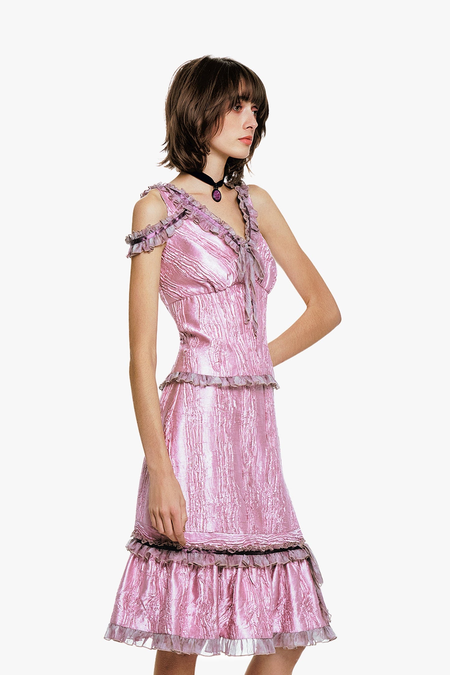 Crushed Satin Bow Top