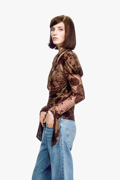 Dahlia Tulle Knit Long Sleeve Top