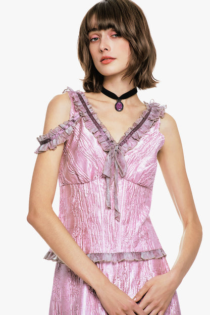 Crushed Satin Bow Top