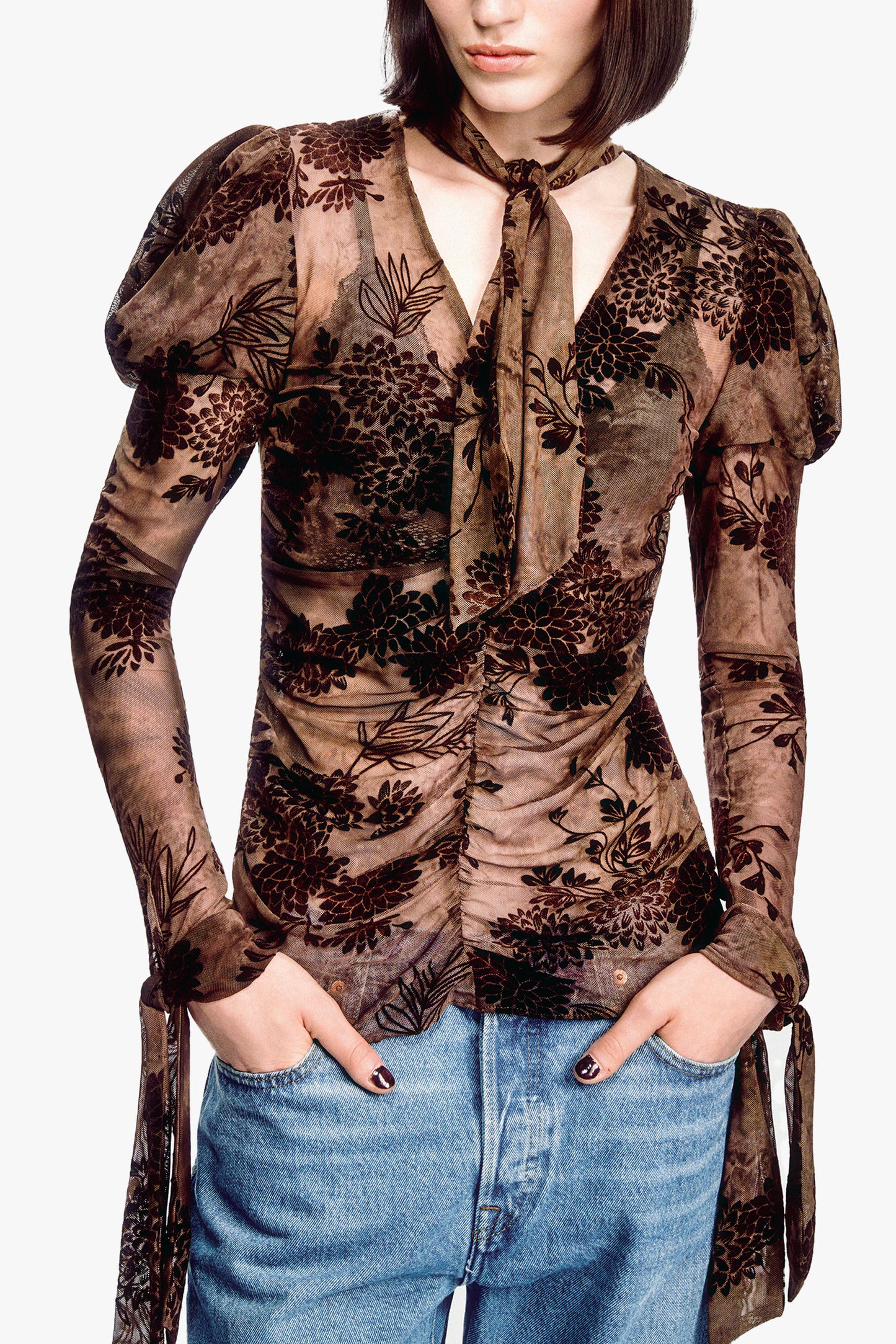 Dahlia Tulle Knit Long Sleeve Top