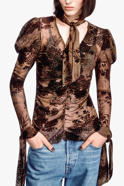 Dahlia Tulle Knit Long Sleeve Top