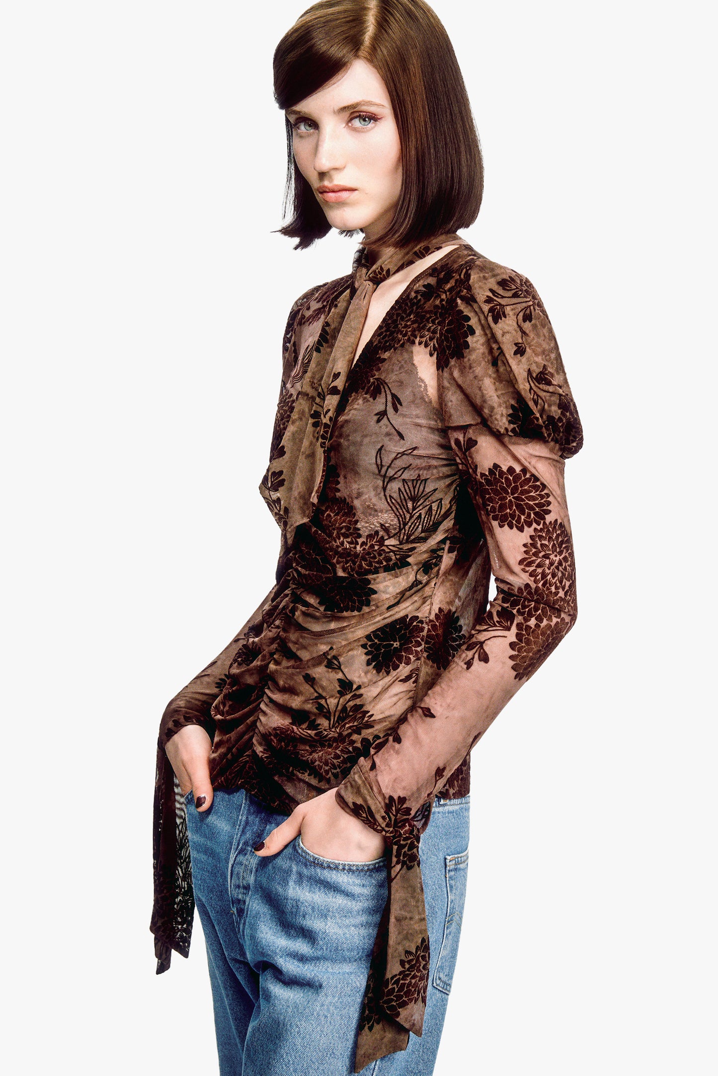 Dahlia Tulle Knit Long Sleeve Top