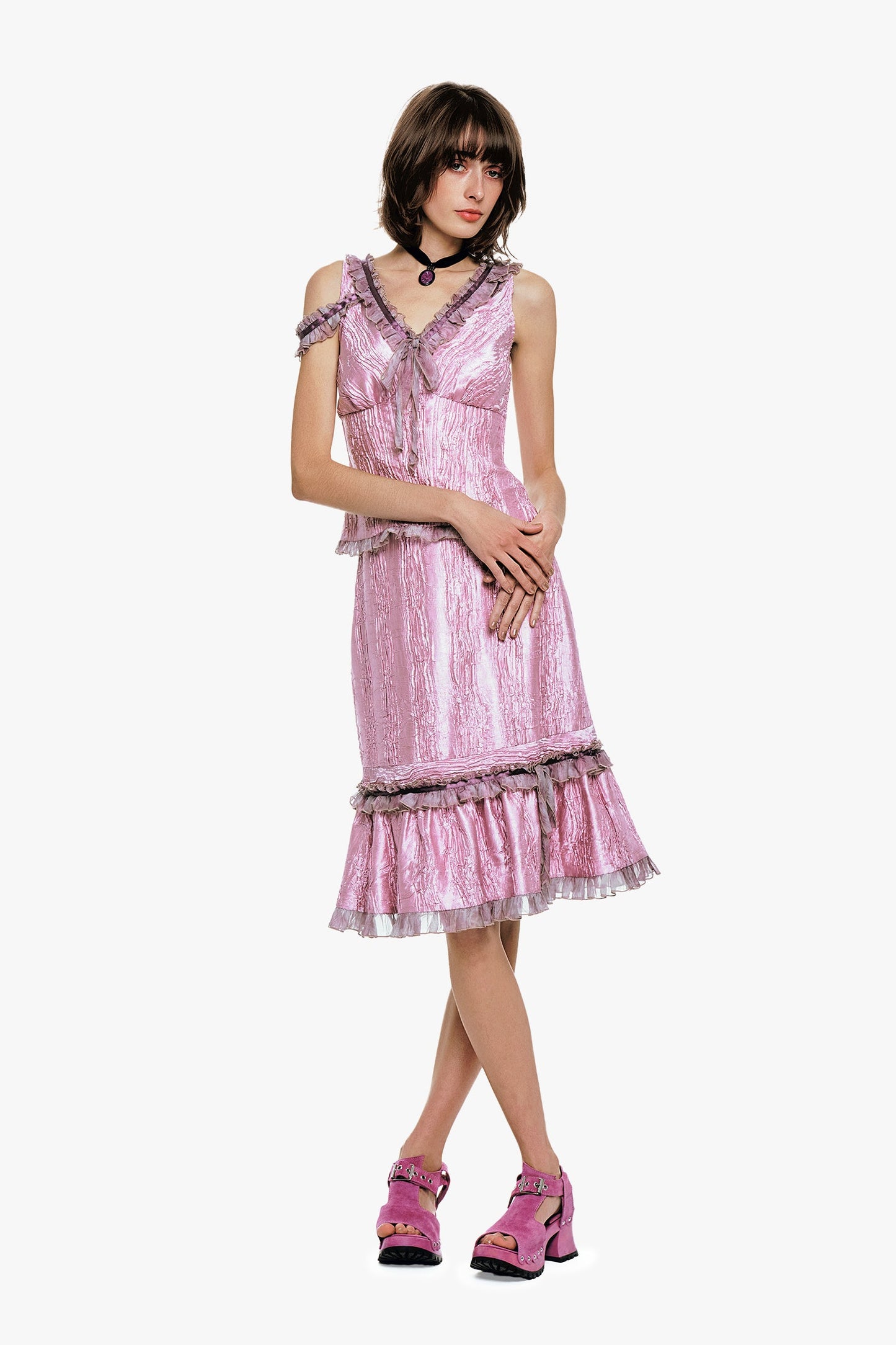 Crushed Satin Bow Top