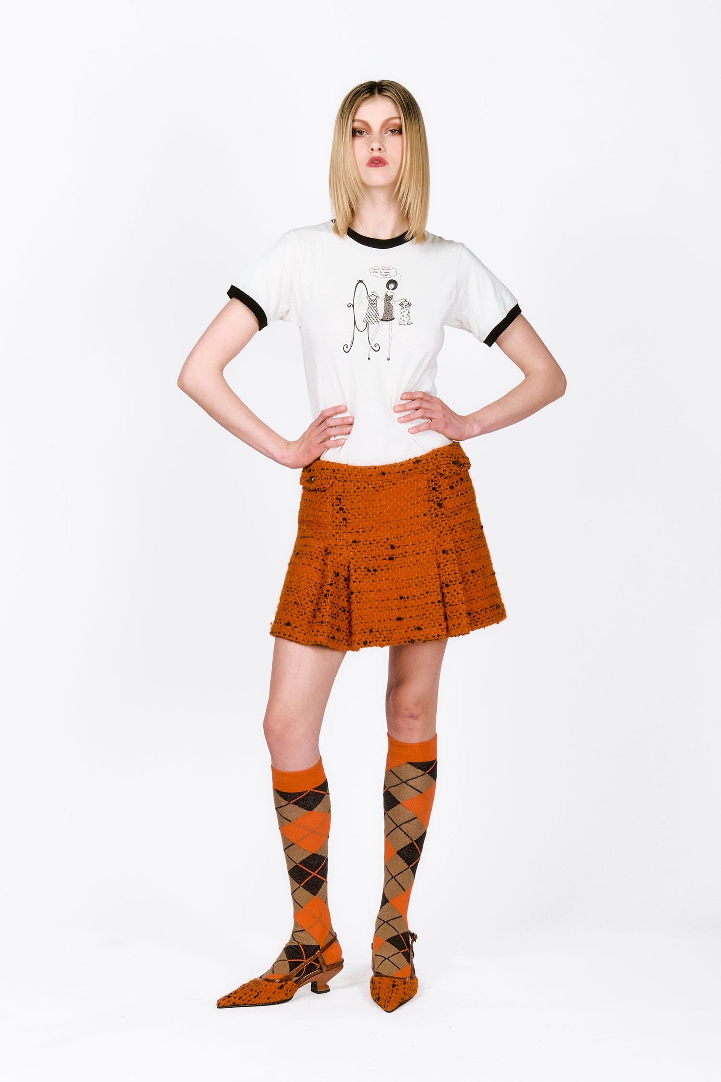 Marmalade Tweed Pleated Mini Skirt