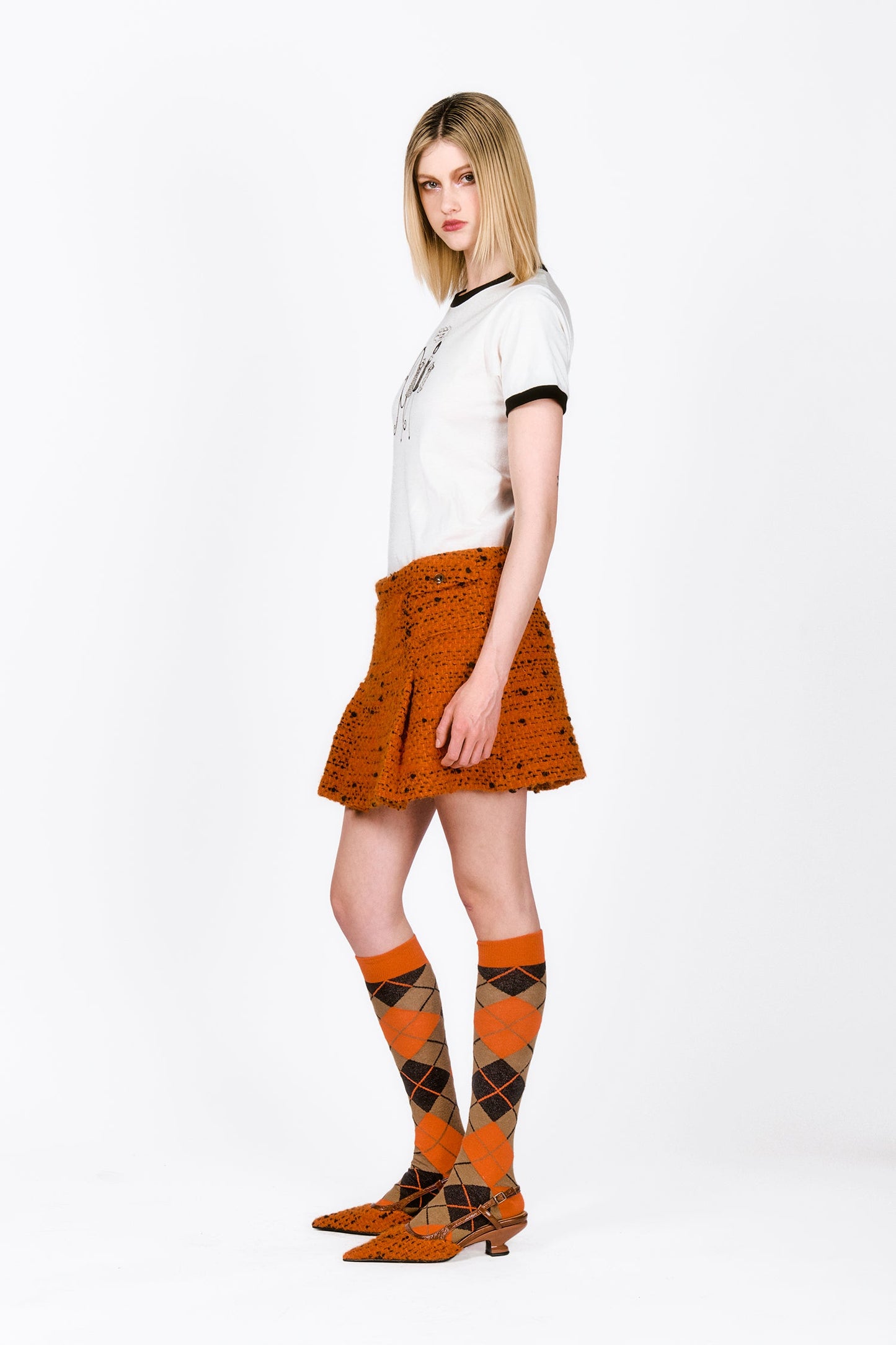 Marmalade Tweed Pleated Mini Skirt