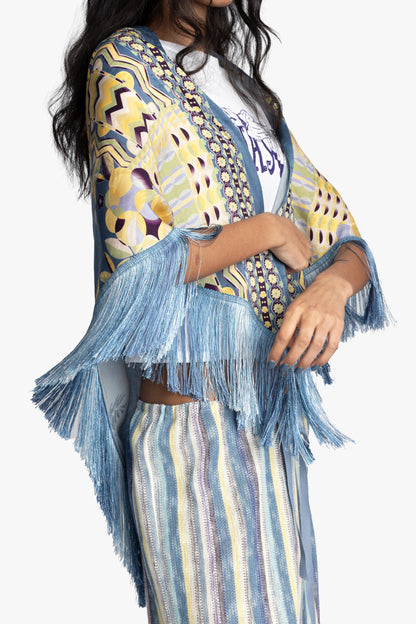 Pueblo Deco Border Fringe Shawl