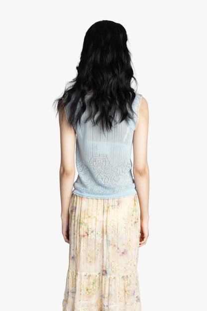 Lingerie Lace Knit Camisole - Sky Blue