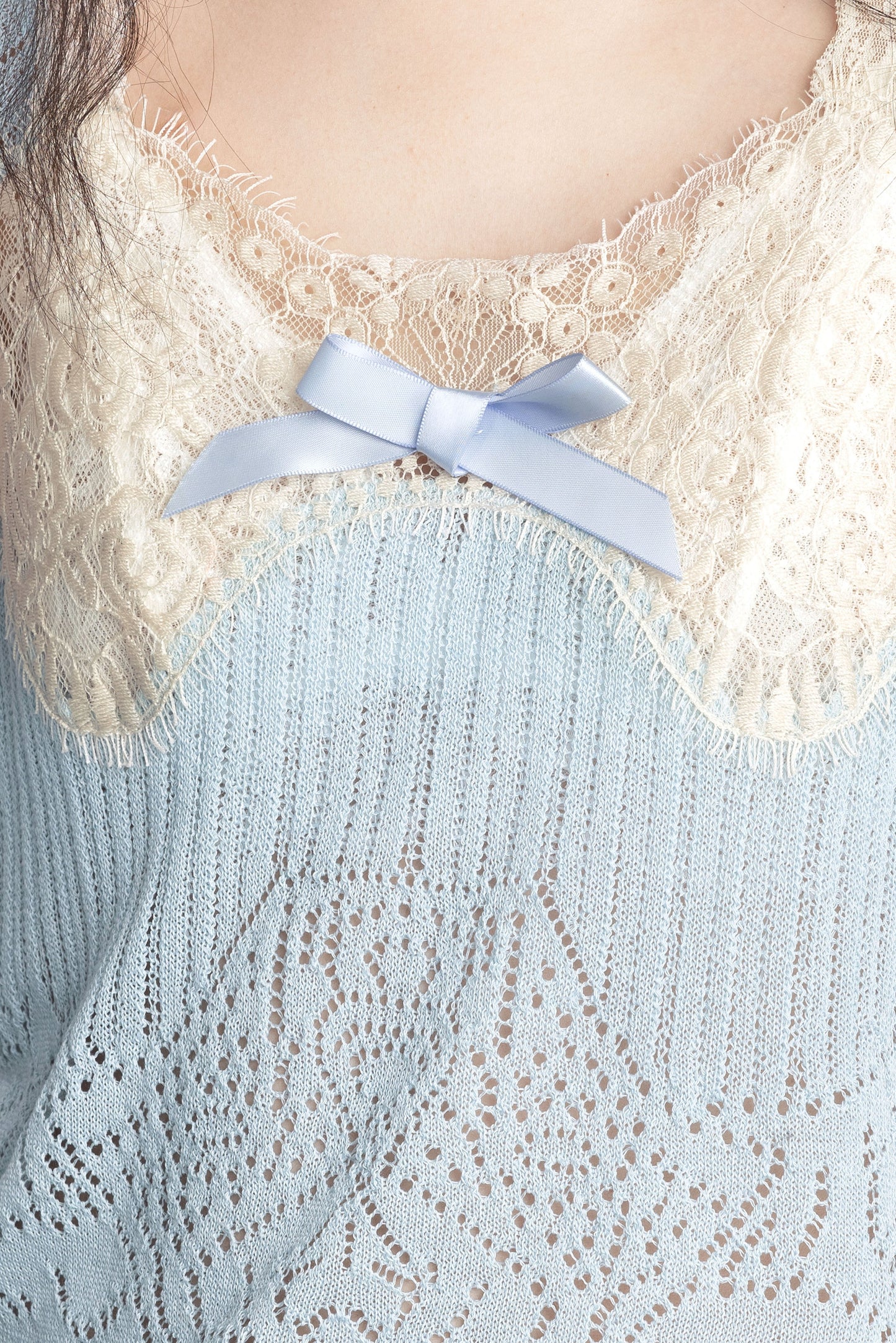 Lingerie Lace Knit Camisole - Sky Blue