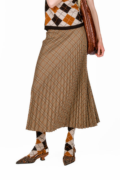 Cotswold Plaid Pleated Maxi Skirt