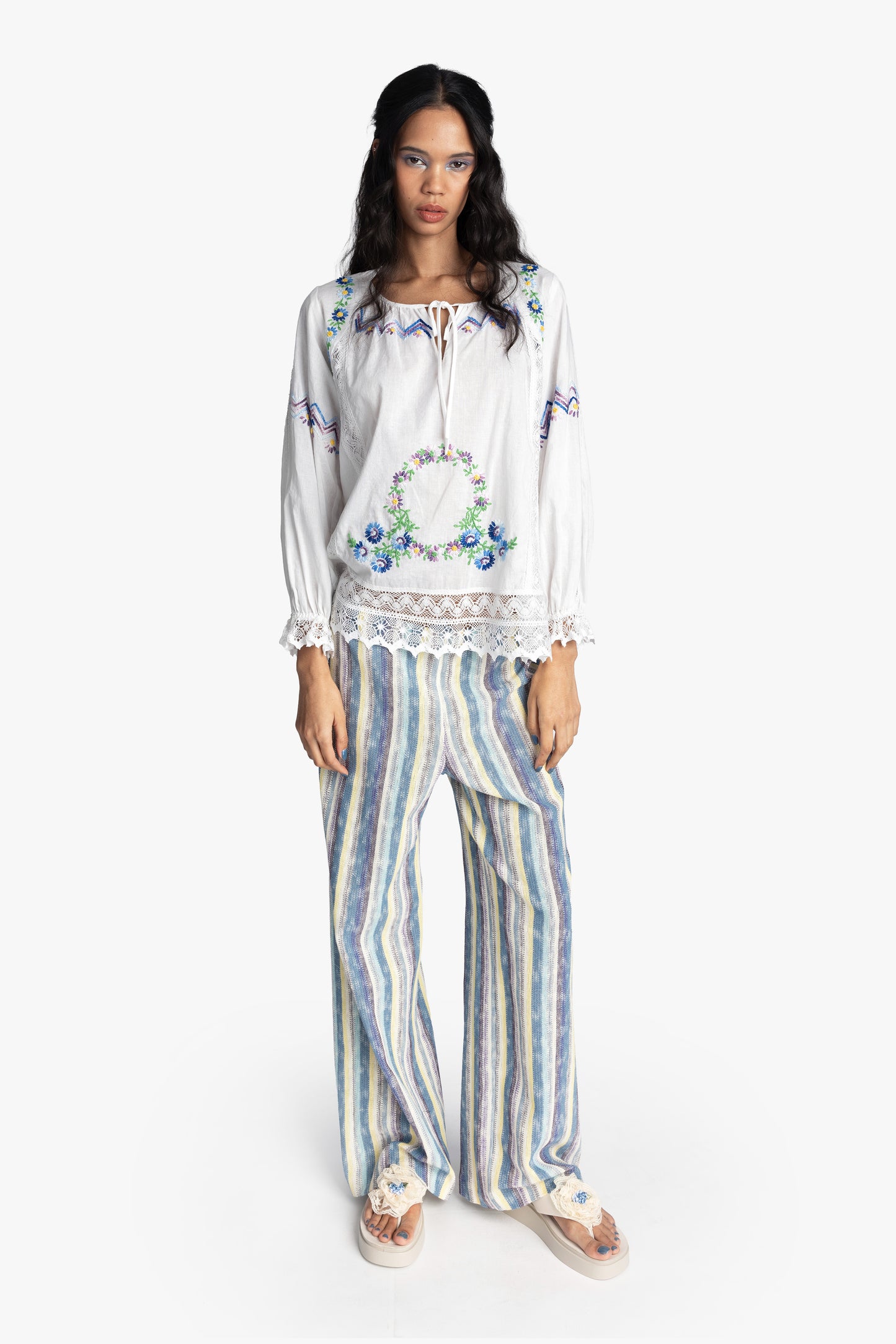 Morning Glory Embroidery Blouse