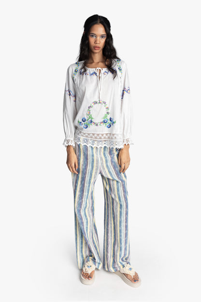 Morning Glory Embroidery Blouse