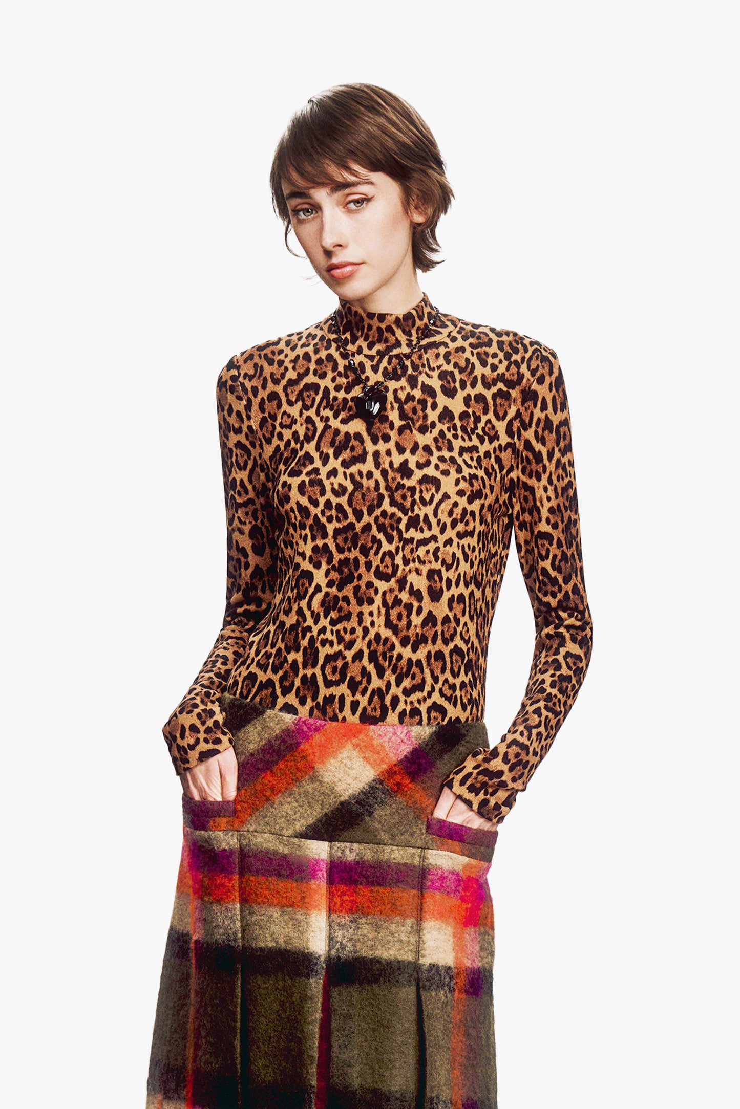 Leopard Knit Turtleneck