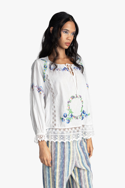 Morning Glory Embroidery Blouse