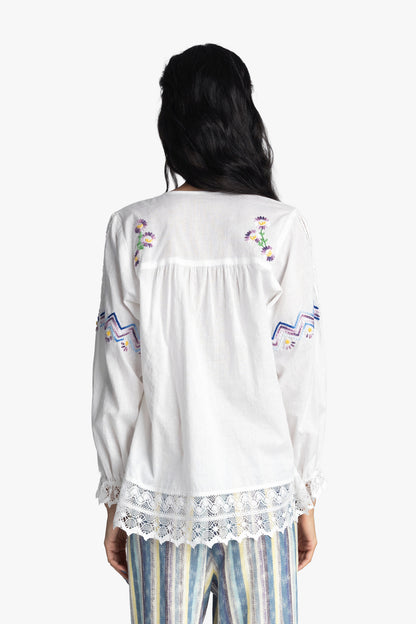 Morning Glory Embroidery Blouse