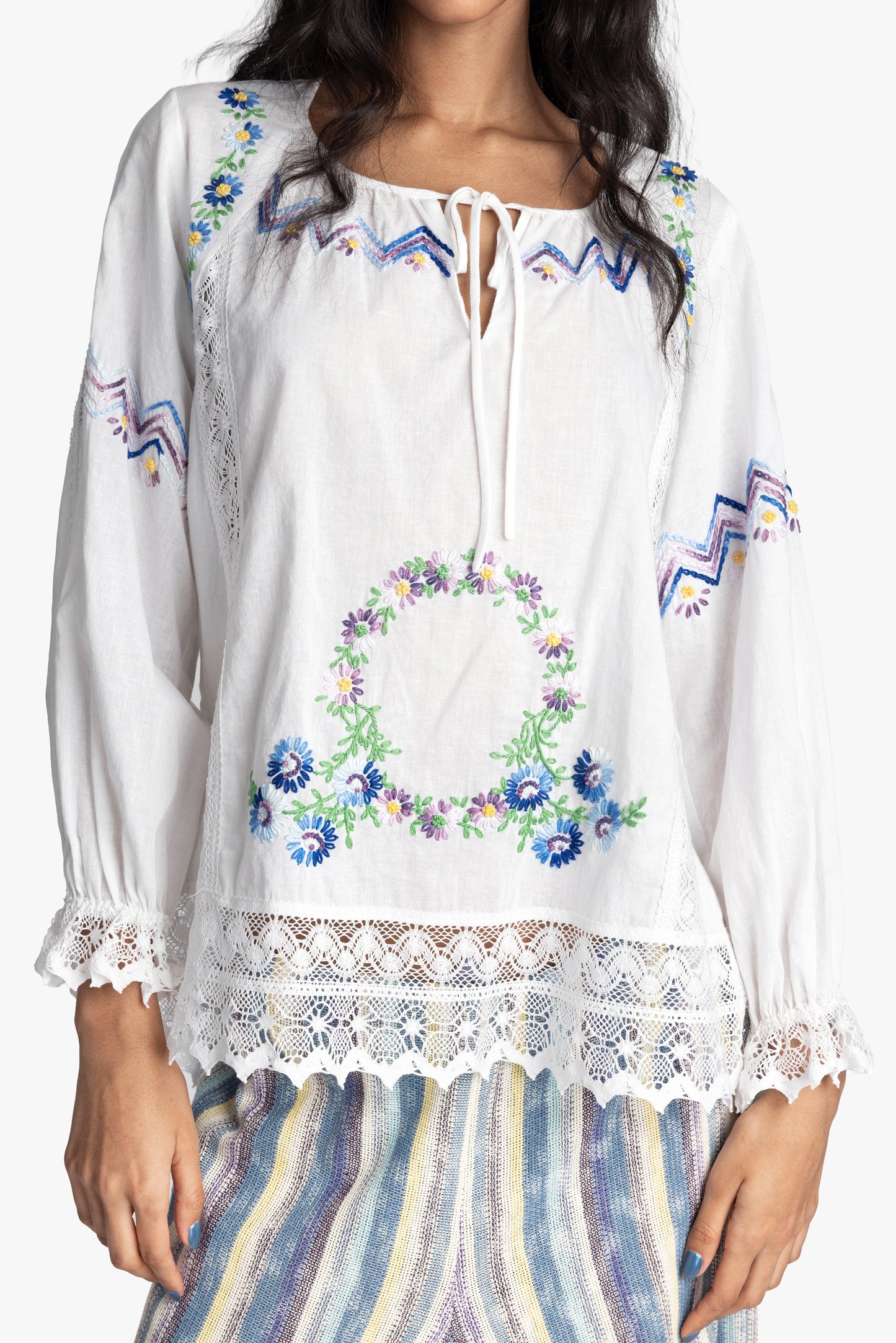 Morning Glory Embroidery Blouse