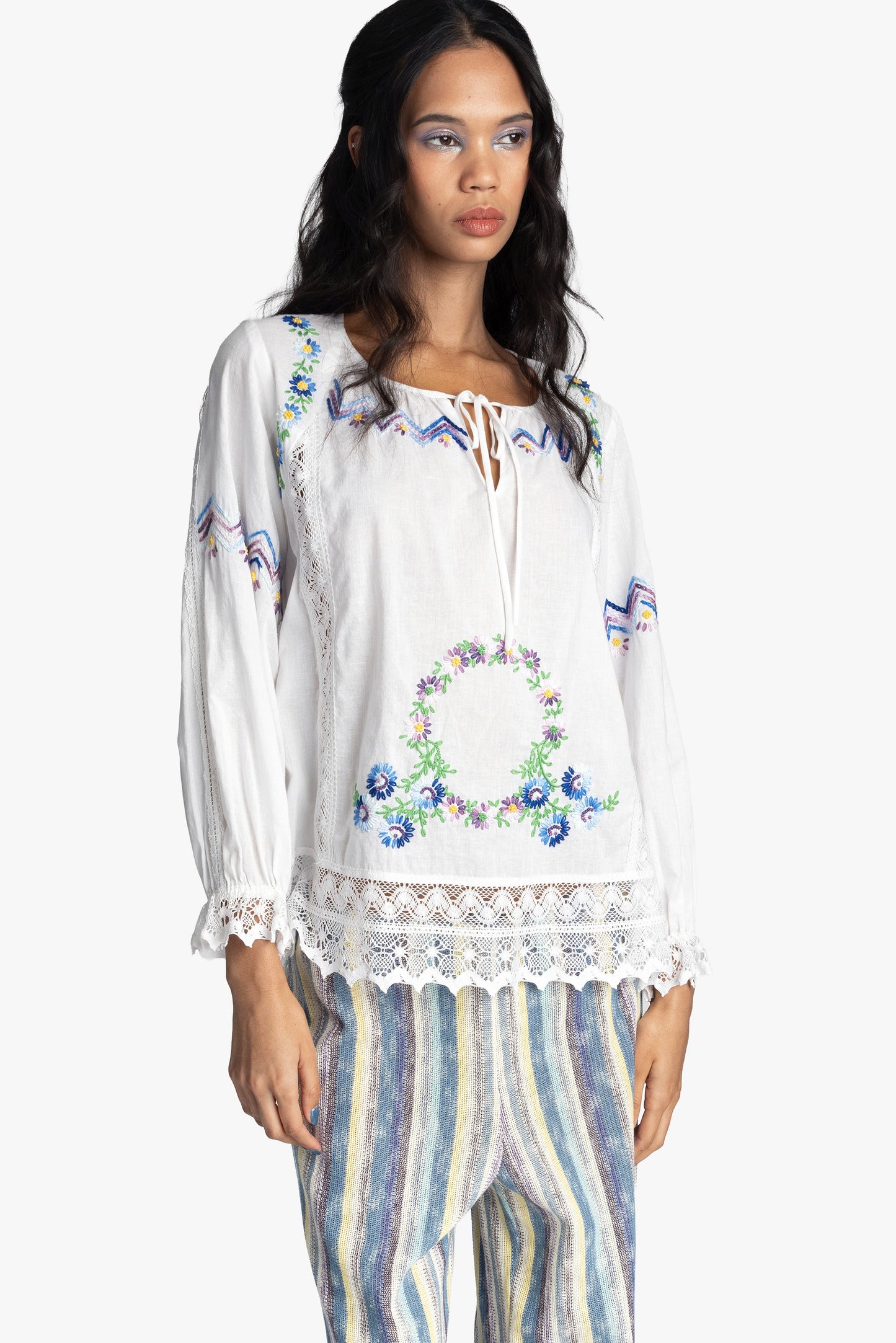 Morning Glory Embroidery Blouse