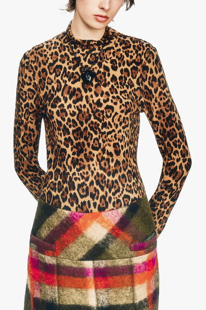 Leopard Knit Turtleneck