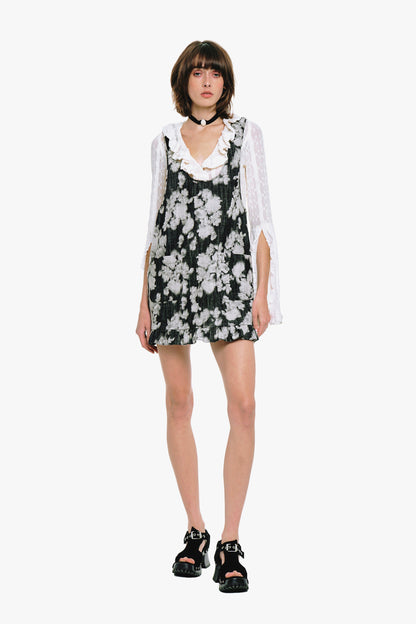 Rose Illusion Denim Ruffle Jumper