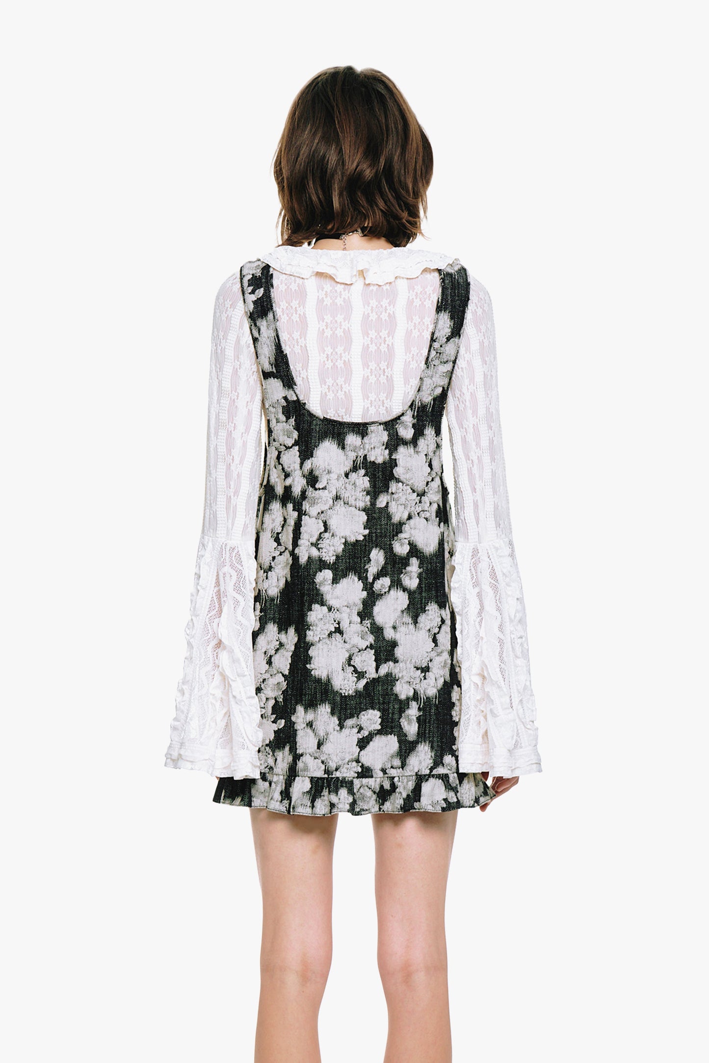 Rose Illusion Denim Ruffle Jumper