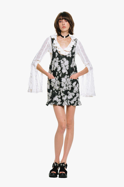 Rose Illusion Denim Ruffle Jumper