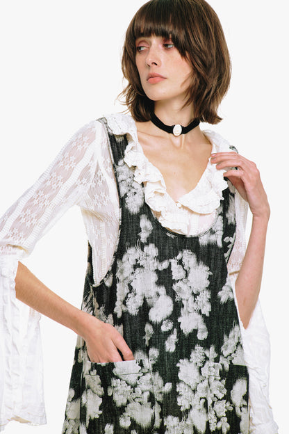 Rose Illusion Denim Ruffle Jumper