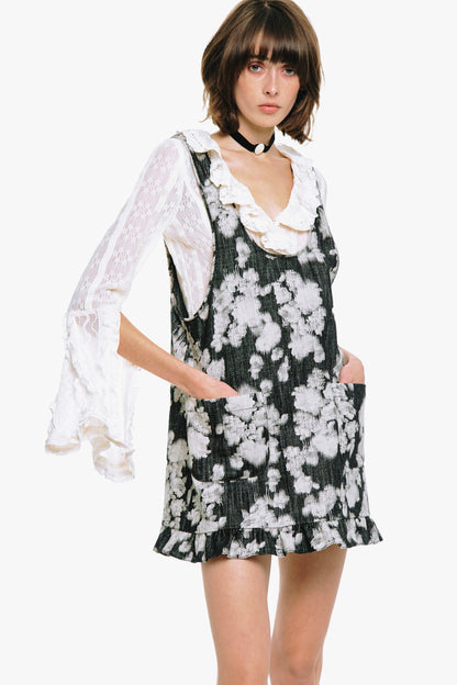 Rose Illusion Denim Ruffle Jumper