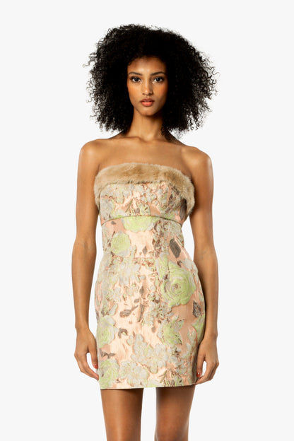 English Rose Brocade Strapless Dress