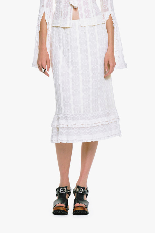 Floral Ruffle Stretch Lace Skirt