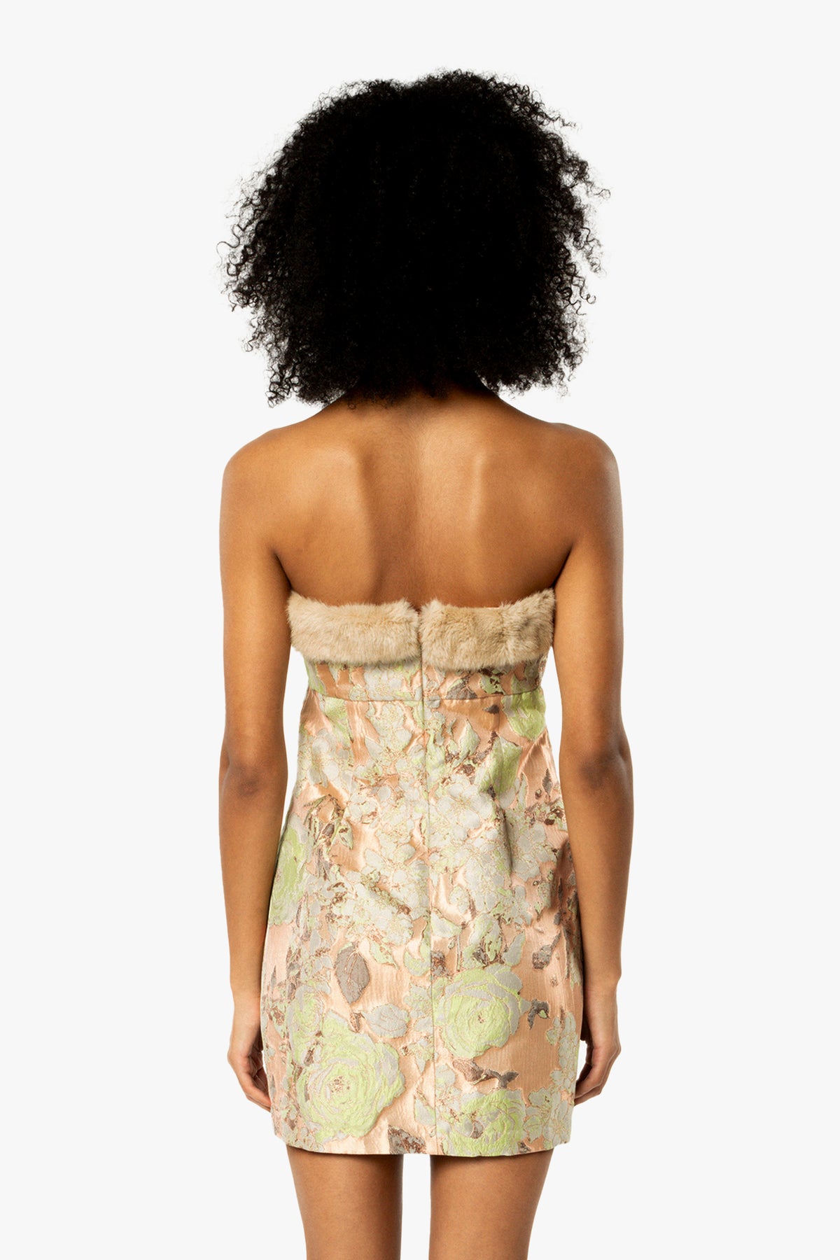 English Rose Brocade Strapless Dress