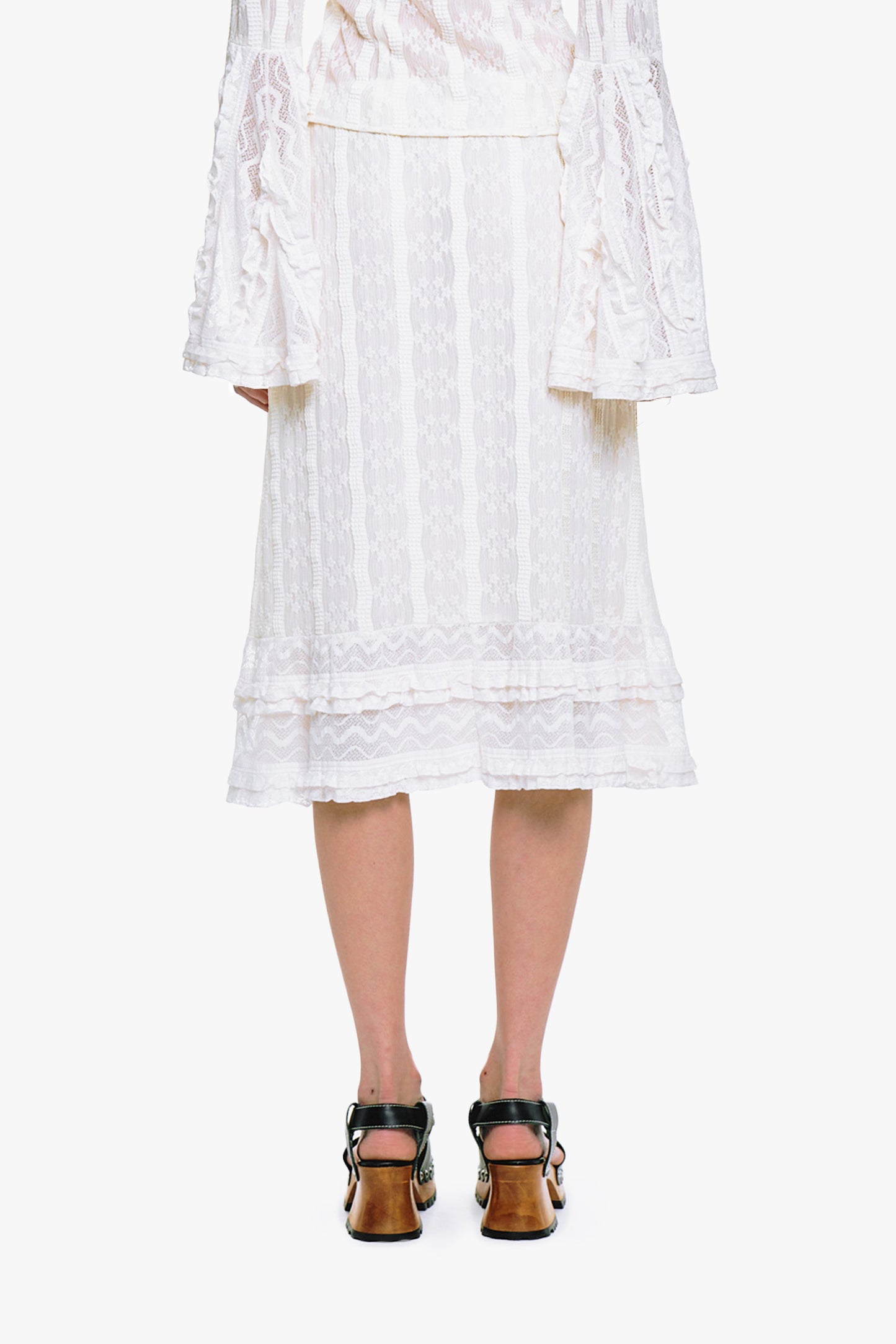 Floral Ruffle Stretch Lace Skirt